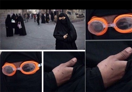 نیروهای‌ آل خلیفه با پوشش زنانه در تجمعات مخالفان+عکس
