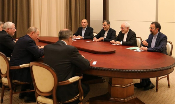 ظریف با پوتین دیدار کرد/ بحران سوریه و وضعیت توافق هسته‌ای، محور گفتگوها
