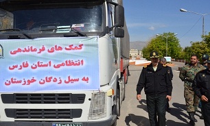 ارسال كمك‌های 20 تنی پلیس فارس به مناطق سیل‌زده خوزستان
