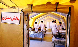 بیمارستان صحرایی شهید بقایی در شهر بستان آماده خدمت رسانی به سیل زدگان