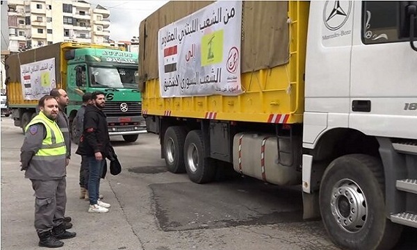 ارسال نخستین محموله کمک‌های حزب‌الله لبنان برای زلزله زدگان سوریه