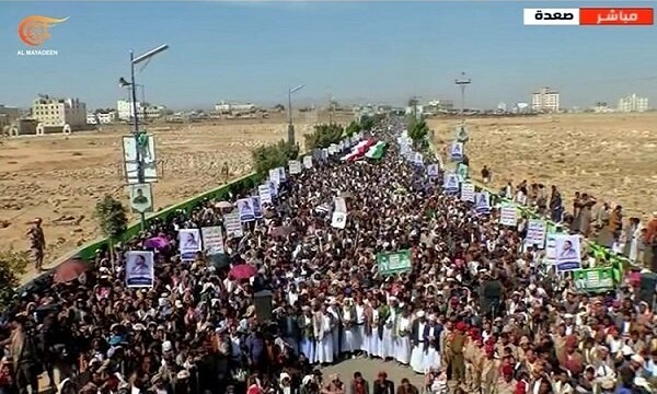 راهپیمایی یمنی‌ها علیه دخالت‌های آمریکا و اعلام همبستگی با فلسطین