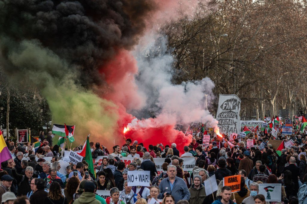 تظاهرات مردم اسپانیا در شهر مادرید در حمایت از ملت فلسطین