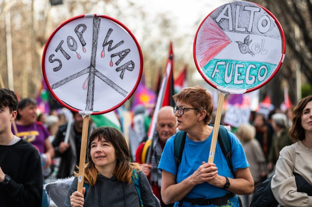 تظاهرات مردم اسپانیا در شهر مادرید در حمایت از ملت فلسطین
