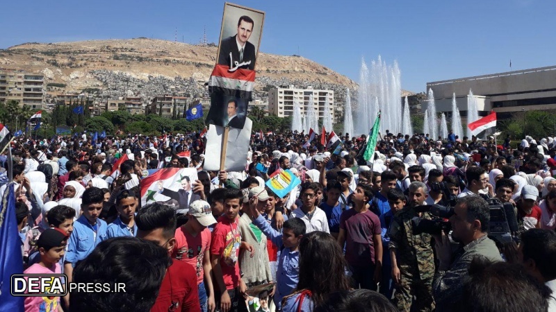 حکومت کی حمایت میں ہزاروں شامی شہریوں کا مظاہرہ