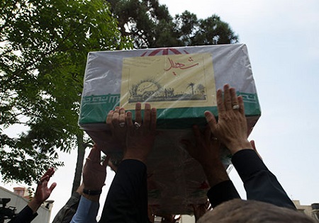 تشییع دو شهید گمنام دفاع مقدس در شهر اقبالیه