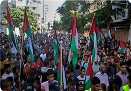 تظاهرات فلسطینیان در غزه برای حمایت از انتفاضه قدس