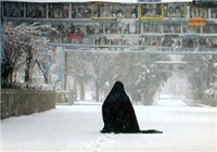 عکسی ماندگار از مادر شهید در یک روز برفی