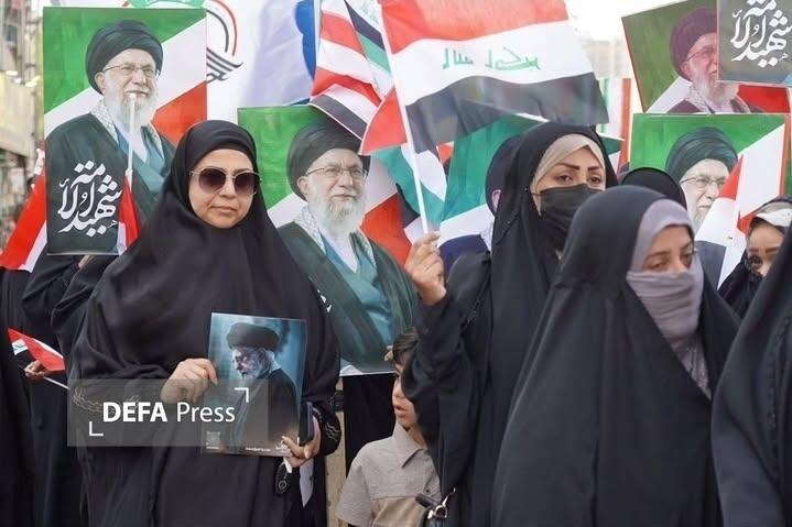مسيرة نساء عراقيات في الكاظمية تضامناً مع إيران + صور وفيديو