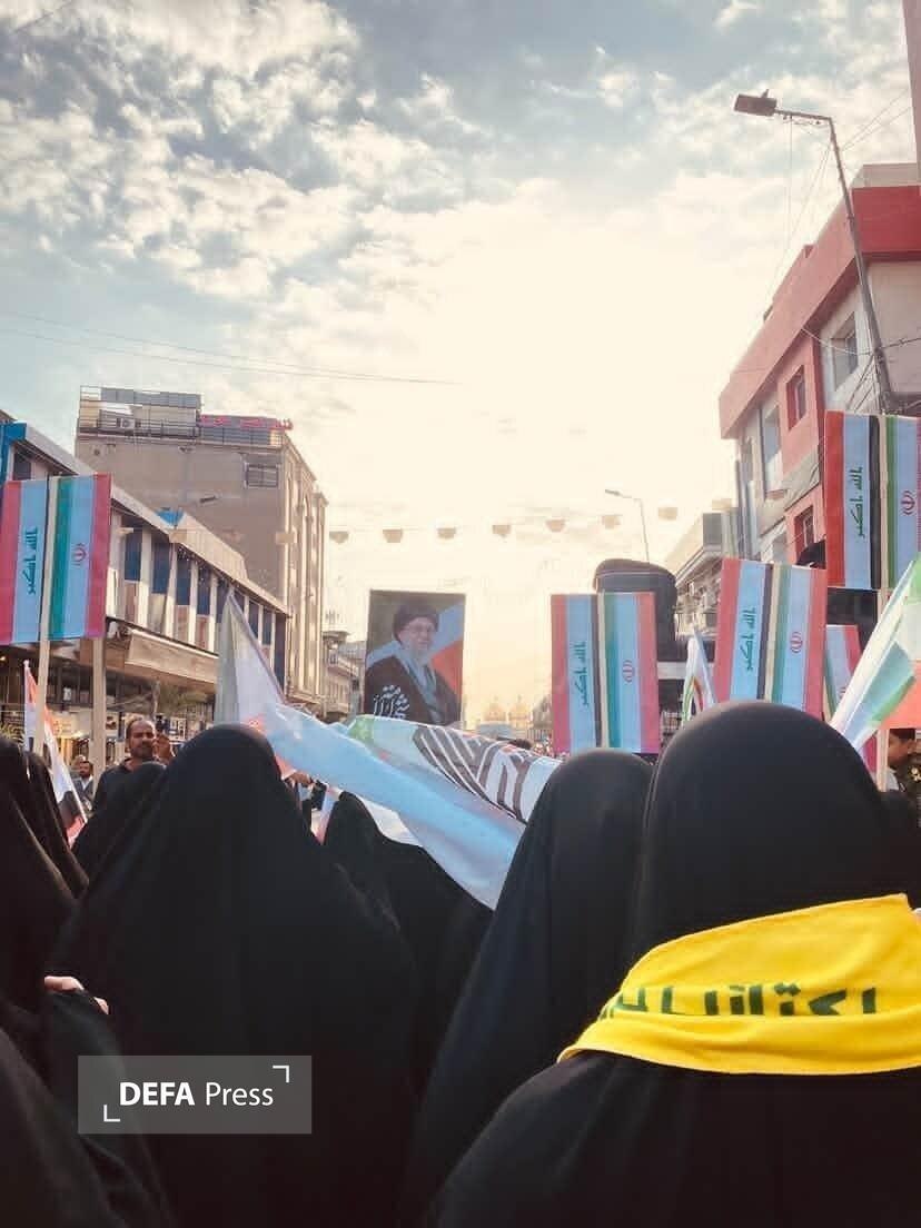 مسيرة نساء عراقيات في الكاظمية تضامناً مع إيران + صور وفيديو