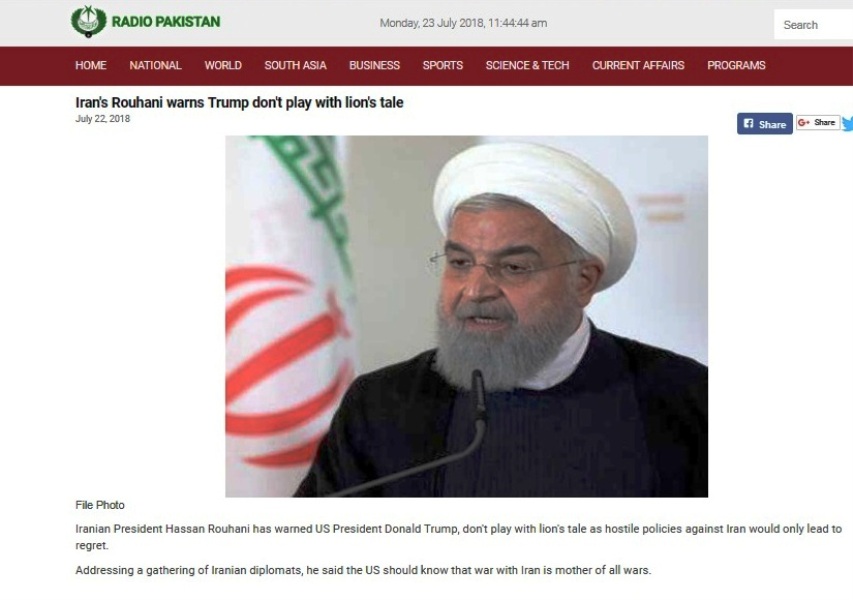 Pakistani media widely covers President Rouhani’s remarks