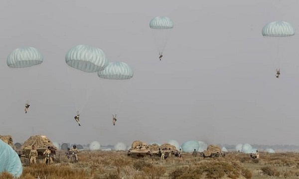 Airborne forces attack enemy positions on Makran shores