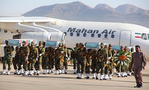 پیکر مطهر 4 شهید گمنام وارد فرودگاه کرمانشاه شد