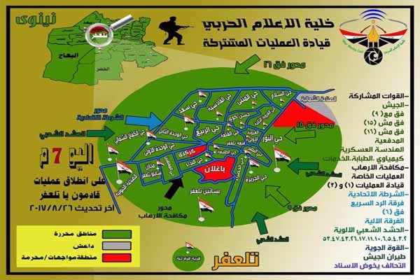 نقشه مناطق باقیمانده تحت اشغال داعش در «تلعفر»