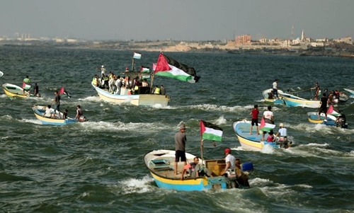 برگزاری بیست و دومین راهپیمایی دریایی در نوار غزه