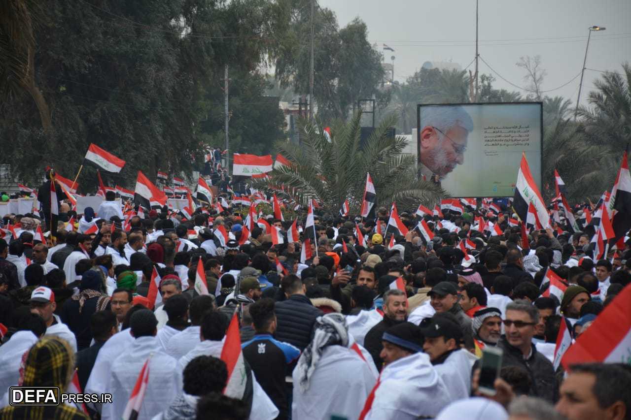 تظاهرات میلیونی ملت عراق علیه اشغالگری آمریکا/ شعار عراقیها «آمریکا بیرون برو»