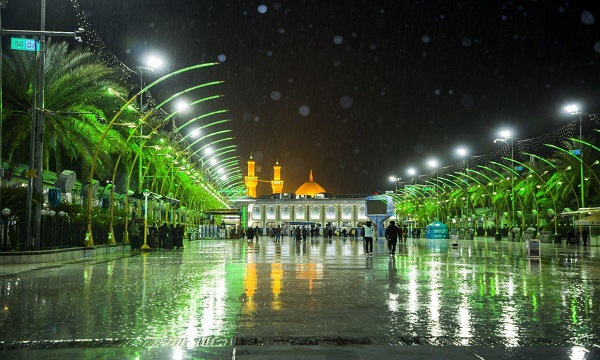 تصاویری از حرم باران خورده سیدالشهدا در شب گذشته