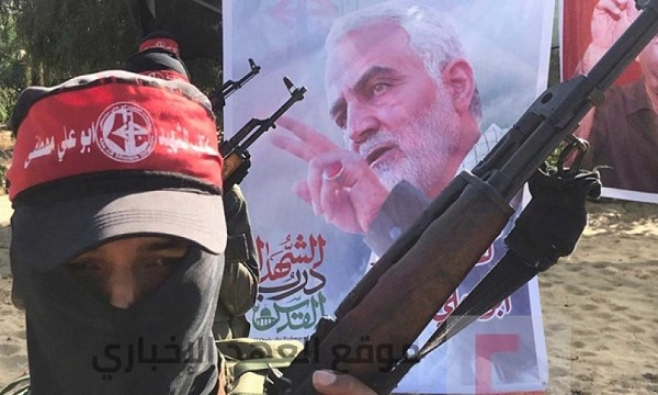 مانور جنبش فلسطینی به‌مناسبت روز قدس با تصاویری از سردار سلیمانی و نصرالله