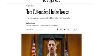 انتقاد تند آمریکایی‌ها از یادداشت نیویورک‌تایمز با تیتر «ارتش را وارد عمل کنید»