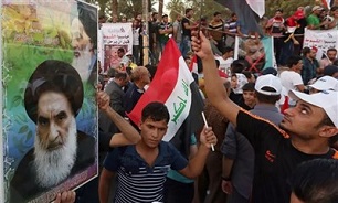تظاهرات مردم خشمگین عراق در محکومیت توهین رسانه سعودی به آیت‌الله سیستانی
