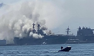 آتش سوزی در عرشه کشتی جنگی «یو اس اس بونهام ریچارد» نیروی دریایی آمریکا