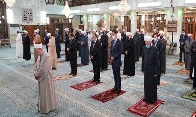 حضور رئیس جمهور سوریه در مراسم میلاد نبی اکرم (ص) در مسجد جامع دمشق