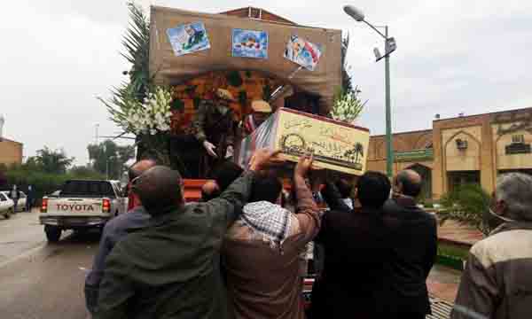 خاکسپاری پیکرهای مطهر ۲ شهید گمنام دفاع مقدس در شرکت فولاد خوزستان