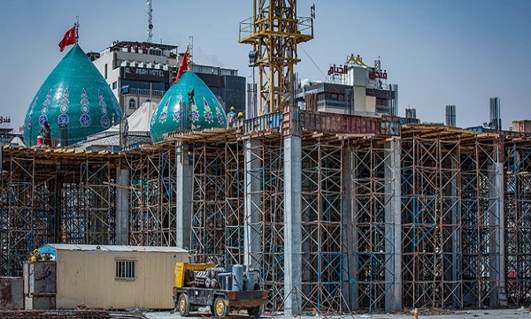پیشرفت ۸۰ درصدی سازه بتنی صحن حضرت زینب (س) در کربلا