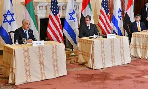 نشست مشترک وزیران خارجه آمریکا،امارات و رژیم صهیونیستی در واشنگتن