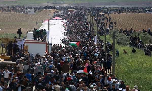 فلسطینیان به مناسبت روز زمین تظاهرات گسترده‌ای انجام دادند