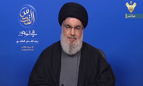 آغاز سخنرانی دبیر کل حزب الله لبنان به مناسبت روز قدس