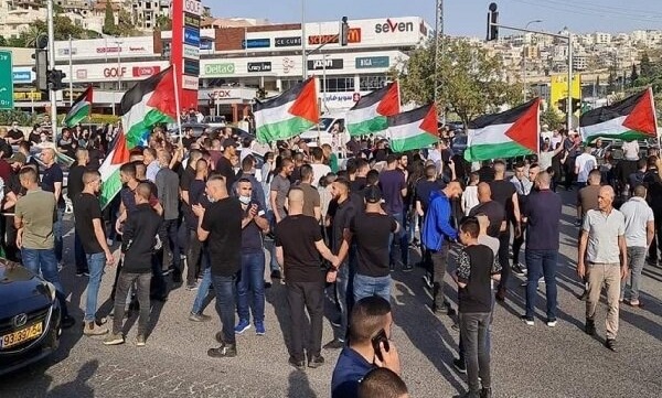 تظاهرات در شهر شمال اراضی اشغالی فلسطین علیه جنایت تل آویو
