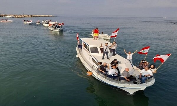 برگزاری راهپیمایی دریایی در حمایت از ثروت‌های نفتی لبنان