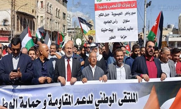 تجمع اردنی‌ها در حمایت از فلسطینیان اردوگاه شعفاط