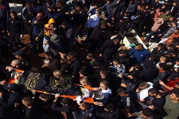 مراسم تشییع باشکوه پیکر دو فرمانده مقاومت در جنین+ تصاویر