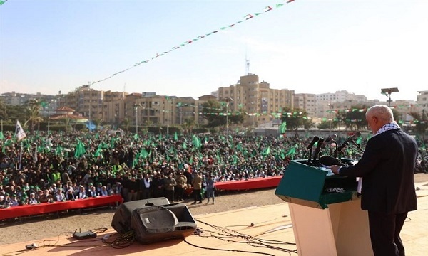 اجتماع مردمی ۳۵ سالگی تاسیس حماس در نوار غزه؛ حضور یحیی سنوار