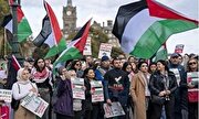 فیلم/ پرچم‌های فلسطین روی پنجره‌های خانه‌ها در انگلیس