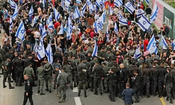 تظاهرات گسترده صهیونیست‌ها در «روز اختلال عمومی»