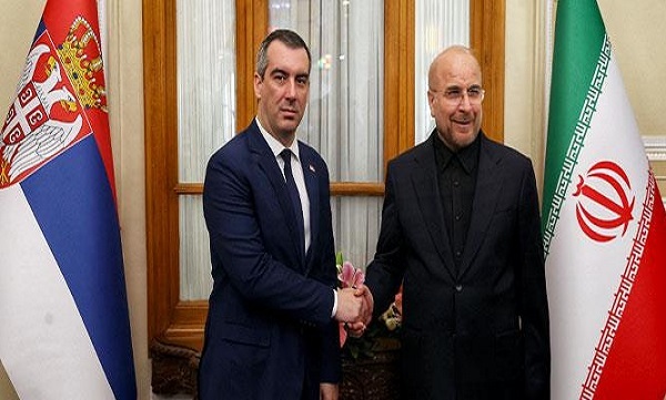 رئیس مجلس صربستان مورد استقبال قالیباف قرار گرفت