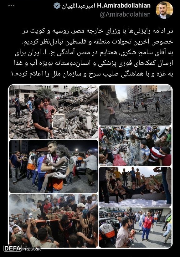 توئیت وزیر امور خارجه برای اعلام آمادگی کمک به مردم غزه+ عکس