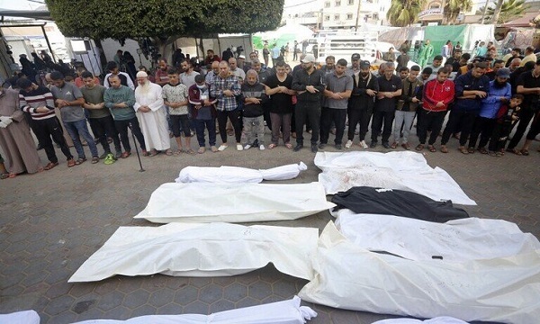دفن بیش از ۱۷۰ شهید در صحن بیمارستان الشفا غزه