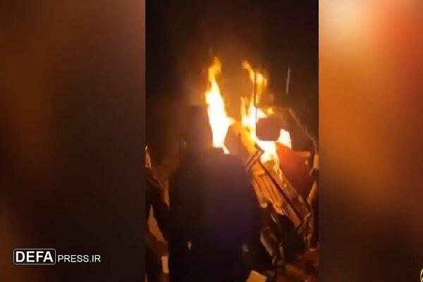 صهیونیست‌ها تجهیزات نظامی خود را در عقب‌نشینی از غزه به آتش کشیدند