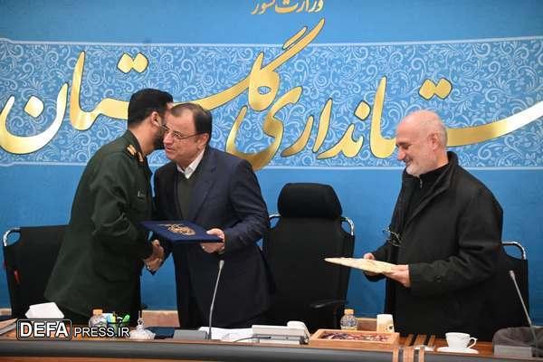 اهدای حکم انتصاب استاندار گلستان به سمت رئیس شورای هماهنگی حفظ آثار دفاع مقدس استان