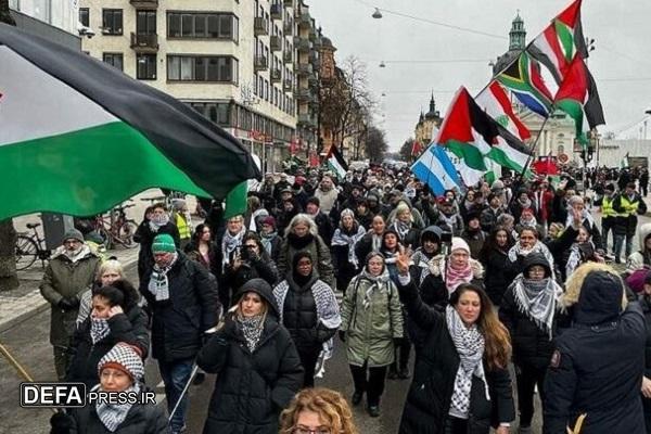 تظاهرات در سوئد در اعتراض به طرح «ترامپ» برای کوچ اجباری مردم غزه