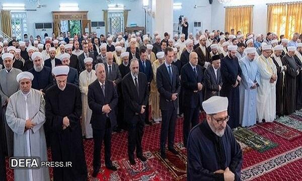 اقامه نماز عید قربان با حضور «بشار اسد» در دمشق