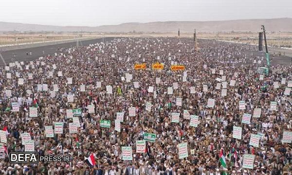 برگزاری راهپیمایی میلیونی در استان صعده یمن در حمایت از مردم غزه+فیلم