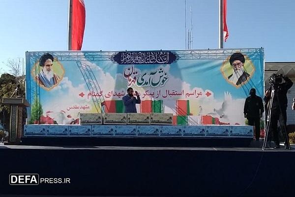 مراسم استقبال از پیکر مطهر ۱۴ شهید گمنام در فرودگاه شهید هاشمی‌نژاد+ فیلم