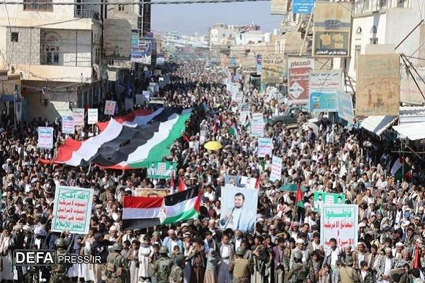 تظاهرات میلیونی مردمی در یمن در حمایت از غزه