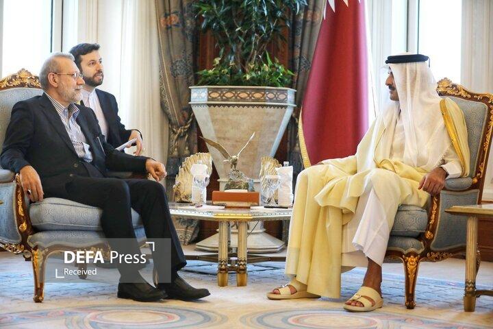 دیدار لاریجانی با امیر قطر در سفر به دوحه دیدار لاریجانی با امیر قطر در سفر به دوحه