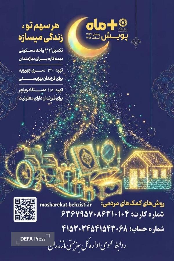 آغاز پویش «مثبت ماه» بهزیستی مازندران در ماه رمضان